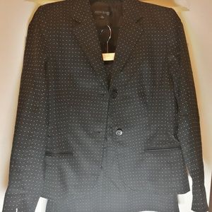Ann Klein Black White Polkadot Jacket-Skirt Suit